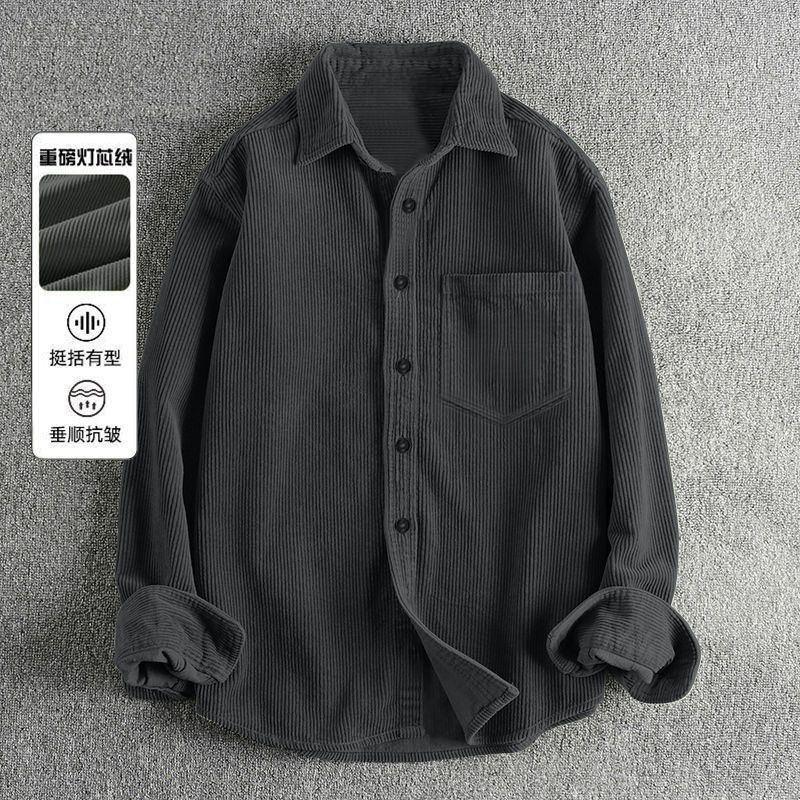 Corduroy Button Up Shirt Men - Jesienne męskie koszule z tkaniny sztruksowej
