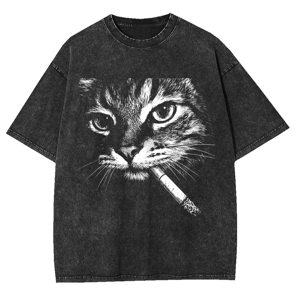 Acid Wash Vintage Graphic T Shirt - Męska koszulka vintage z efektem acid