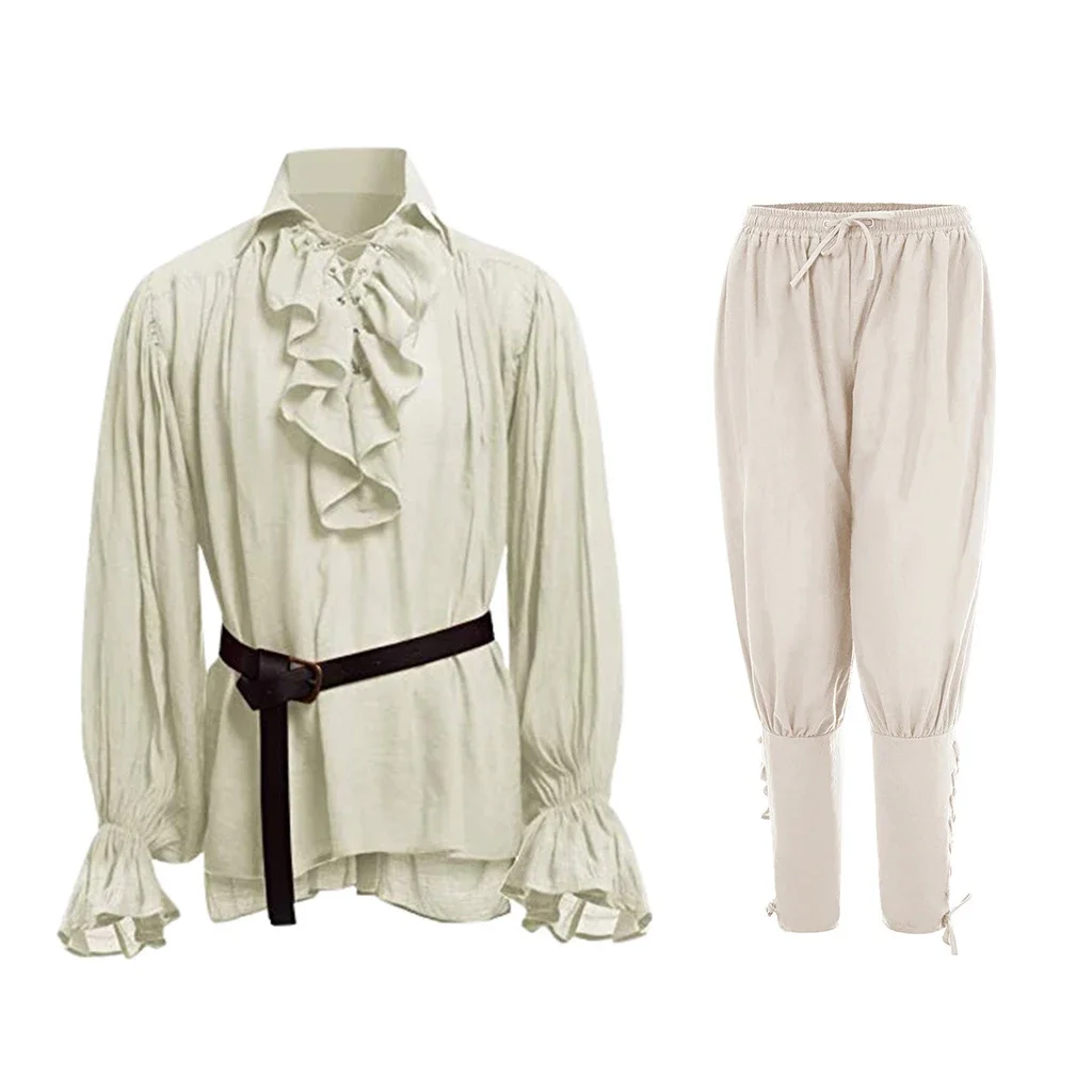 Medieval Gothic Lace Up Pirate Shirt - Średniowieczne koszule z falbanami Gotyckie Steampunkowe