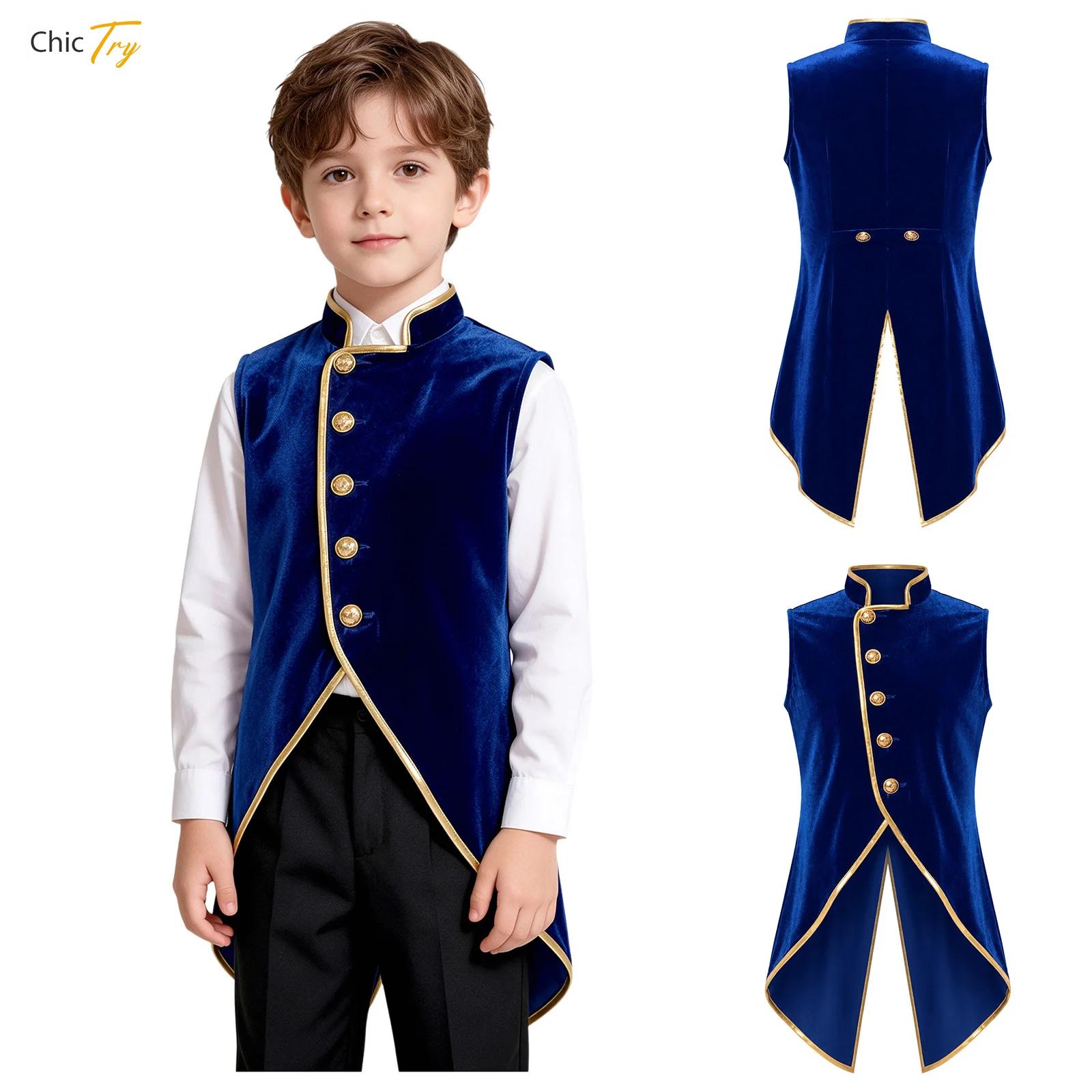 Jackets - Chłopięca, średniowieczna, welurowa kurtka w stylu
