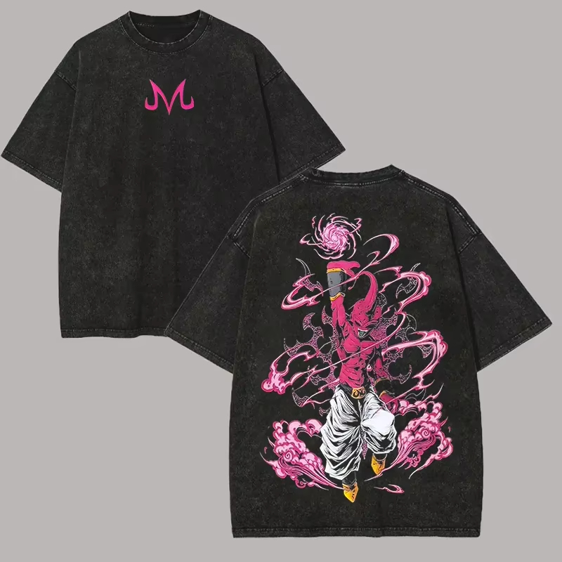 Acid Wash Vintage Graphic T Shirt - Koszulka Buu Dragon Ball Z Anime