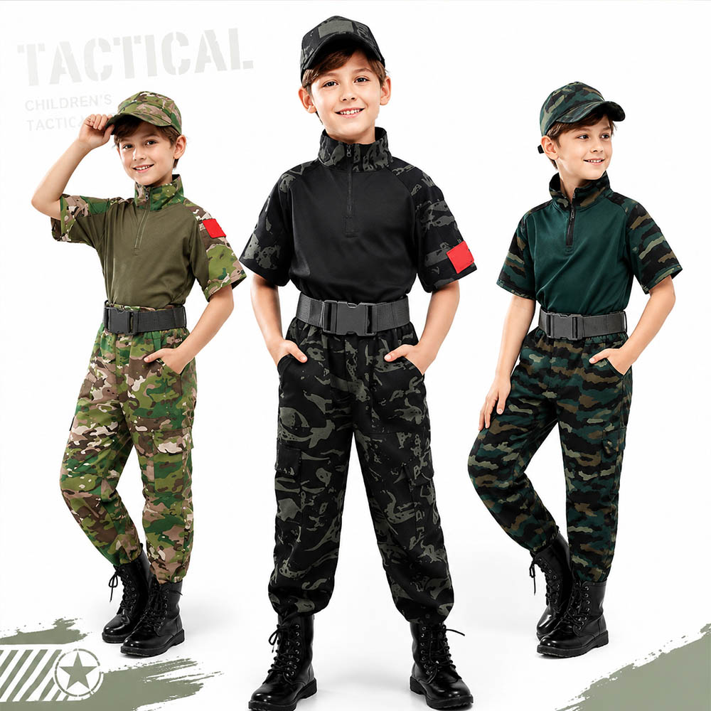 Tactical Military Shirt Cargo - Dziecięcy kamuflażowy strój taktyczny typu żaba,