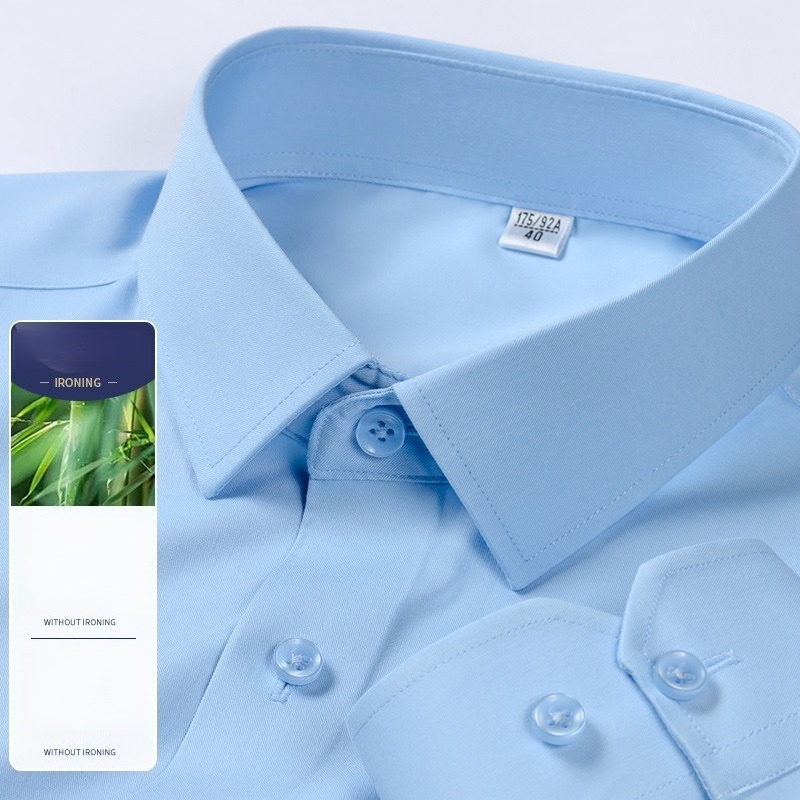 Breathable Bamboo Fiber Shirt Non Iron - Męska koszula z długim rękawem z