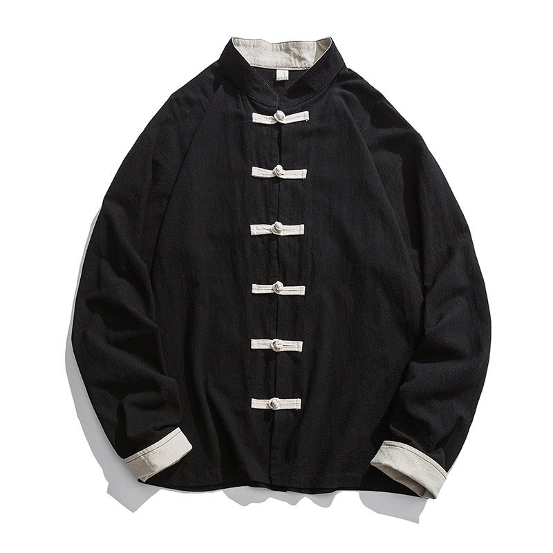 Mens Linen Shirt Long Sleeve - Męska kurtka kimono 2026, tradycyjna chińska