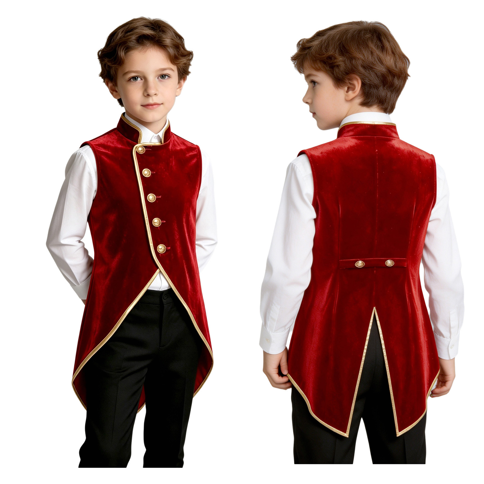 Jackets - Chłopięca retro, średniowieczna, welurowa kurtka typu