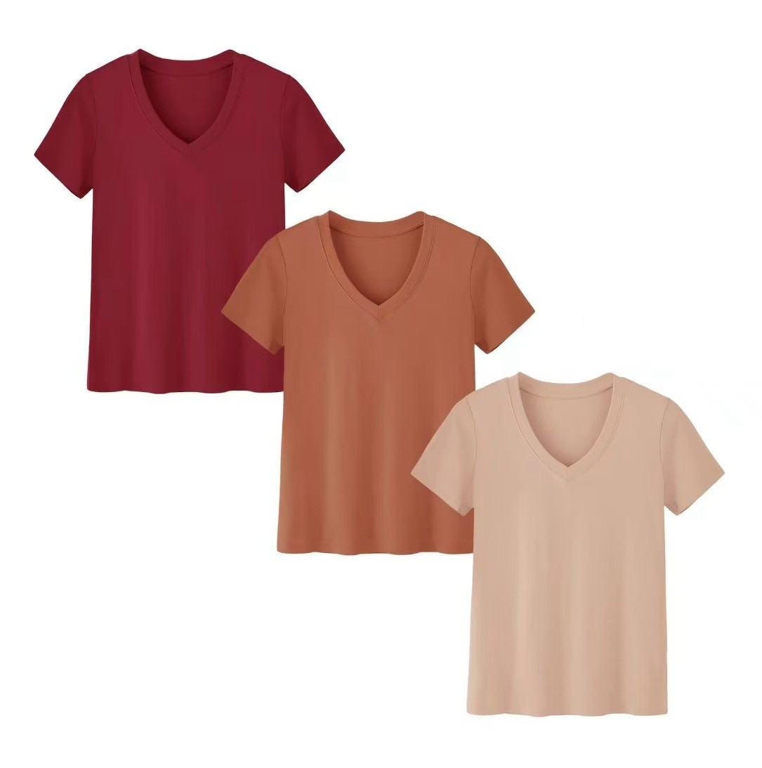 T-Shirts - Damski swobodny komplet Skims: dzianinowa bluzka