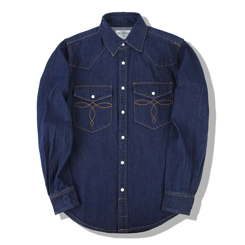Mens Western Denim Pearl Snap Shirt - Koszula męska American Wash Vintage Denim