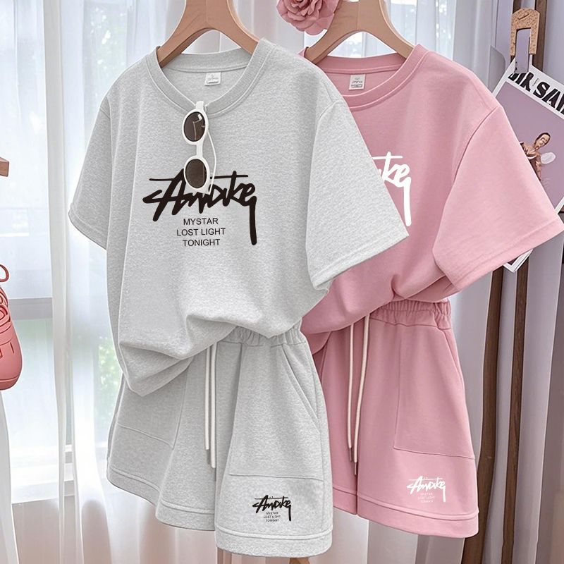 Shorts - Nowy damski zestaw plus size, dwuczęściowy