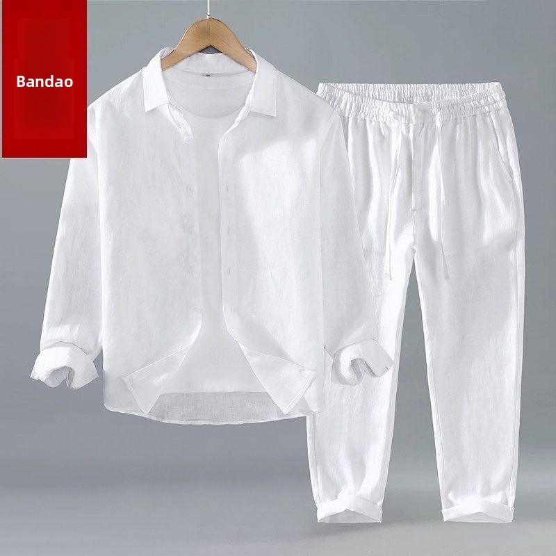 Letni zestaw koszula i spodnie – Mens Linen Shirt Long Sleeve recenzja i cena