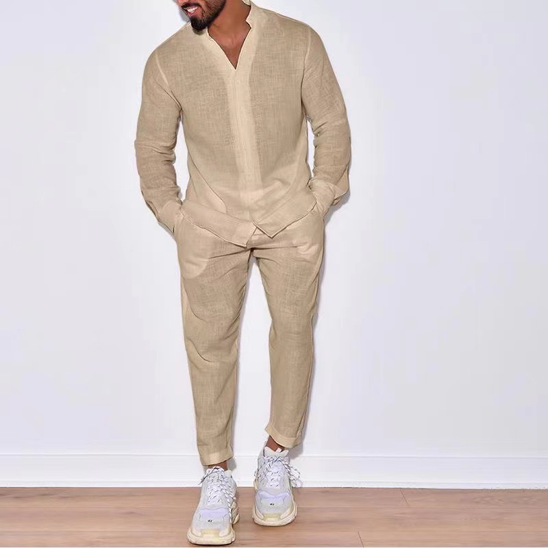 Męskie zestawy Lniany wiosenny – Mens Linen Shirt Long Sleeve recenzja i cena