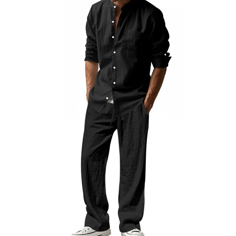 Męski garnitur lniany na czter – Mens Linen Shirt Long Sleeve recenzja i cena