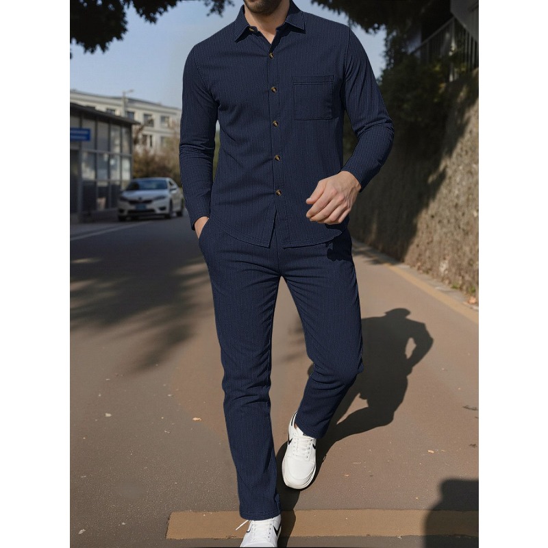 Męski dwuczęściowy zestaw z ko – Corduroy Button Up Shirt Men recenzja i cena
