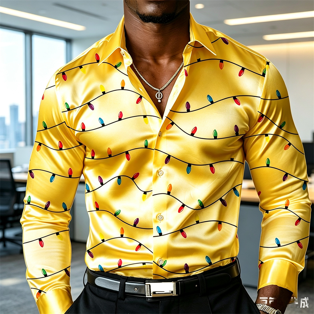 Męska świąteczna koszula z mot – Mens Satin Silk Dress Shirt recenzja i cena