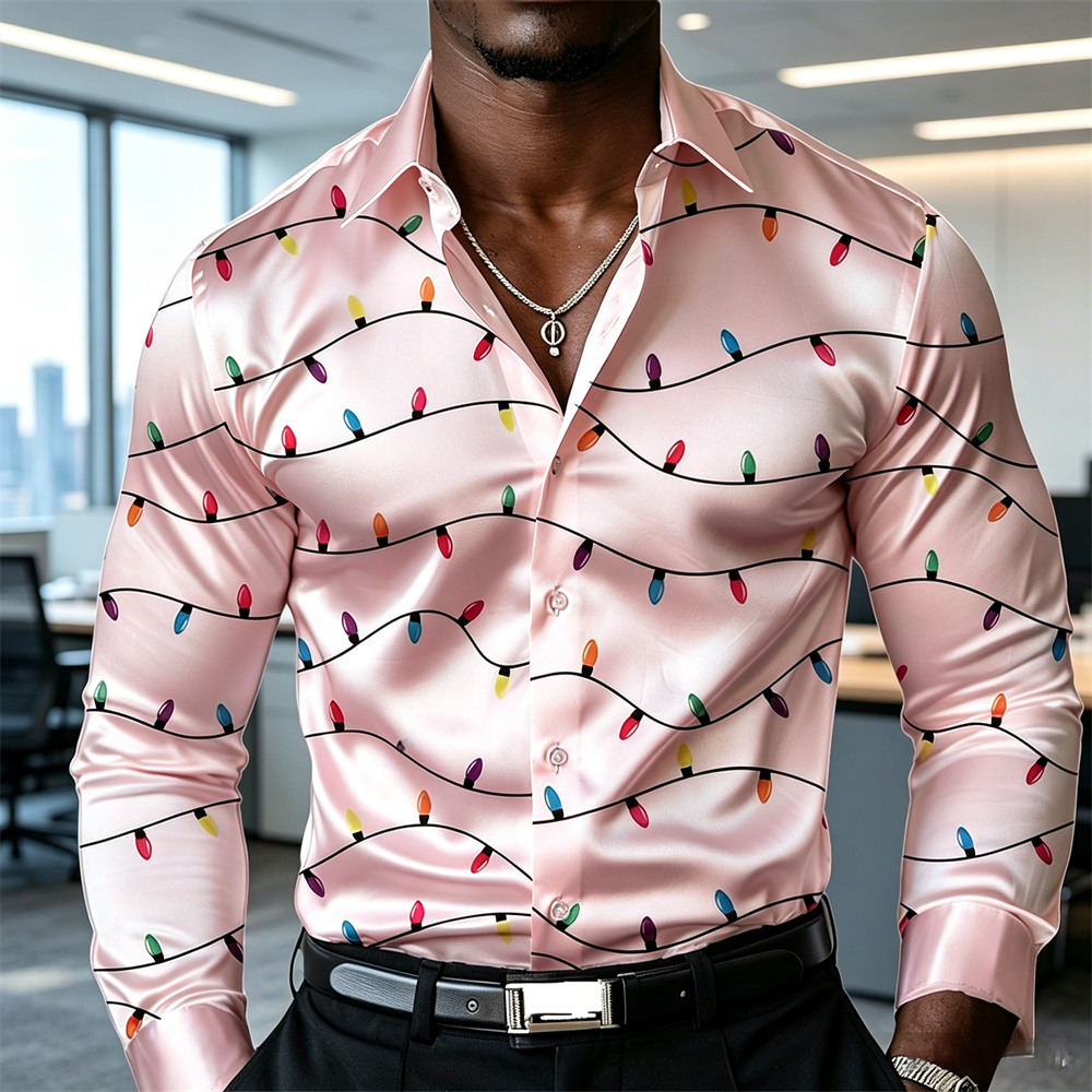 Męska świąteczna koszula z mot – Mens Satin Silk Dress Shirt recenzja i cena