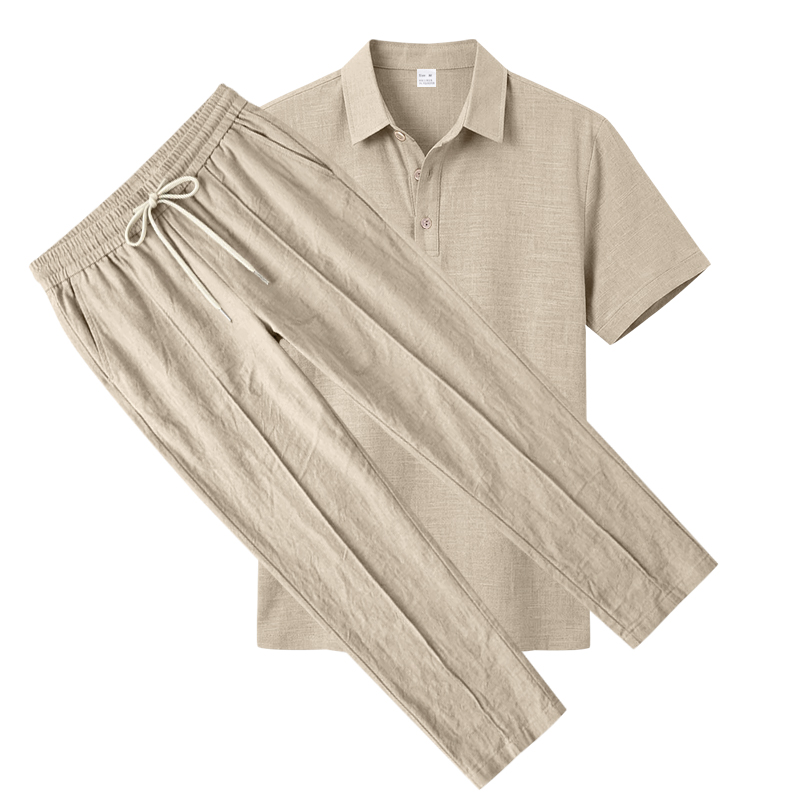 Męski dwuczęściowy zestaw polo – Mens Linen Shirt Long Sleeve recenzja i cena
