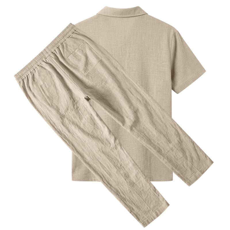 Męski dwuczęściowy zestaw polo – Mens Linen Shirt Long Sleeve recenzja i cena