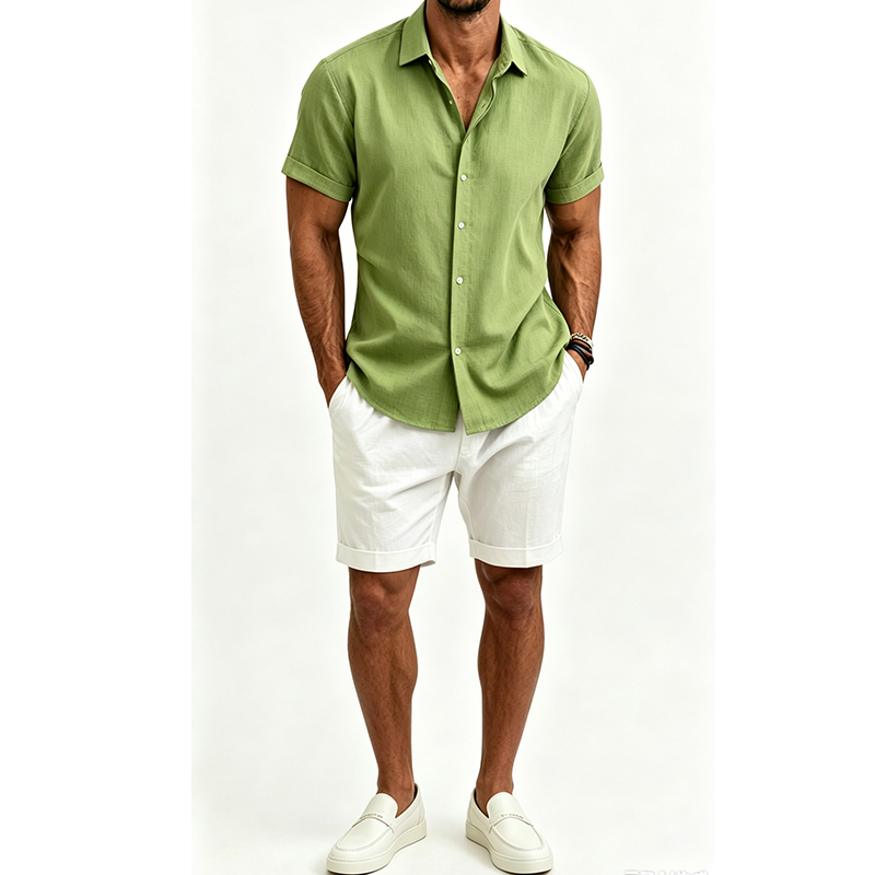 Męski zestaw koszulowy z baweł – Mens Linen Shirt Long Sleeve recenzja i cena