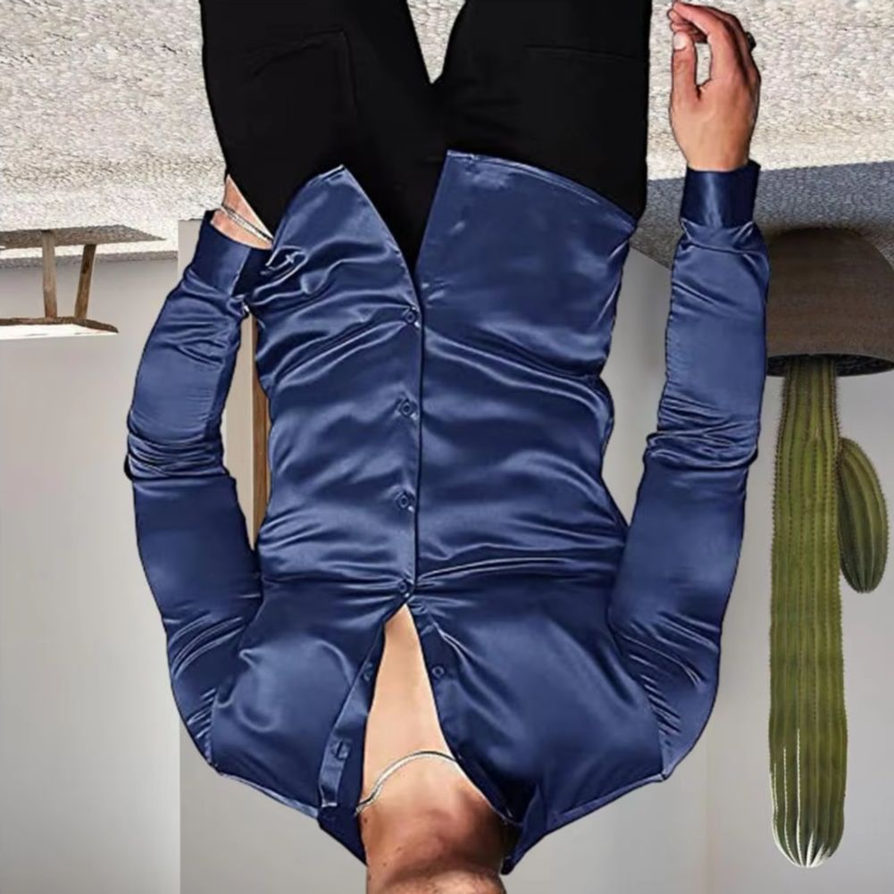 Stylowa męska koszula z połysk – Mens Satin Silk Dress Shirt recenzja i cena